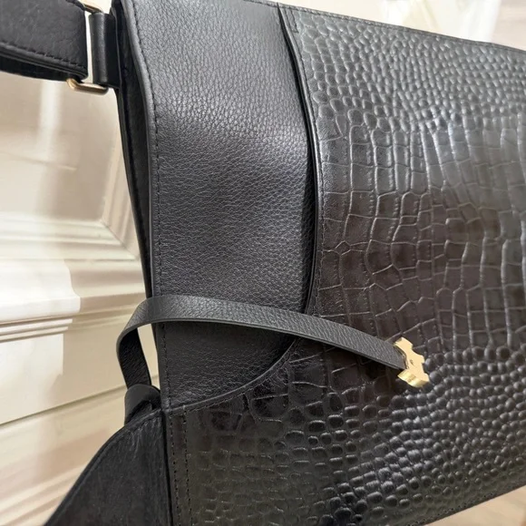 RADLEY LONDON Black Croc-Embossed Messenger Bag - Picture 3 of 5